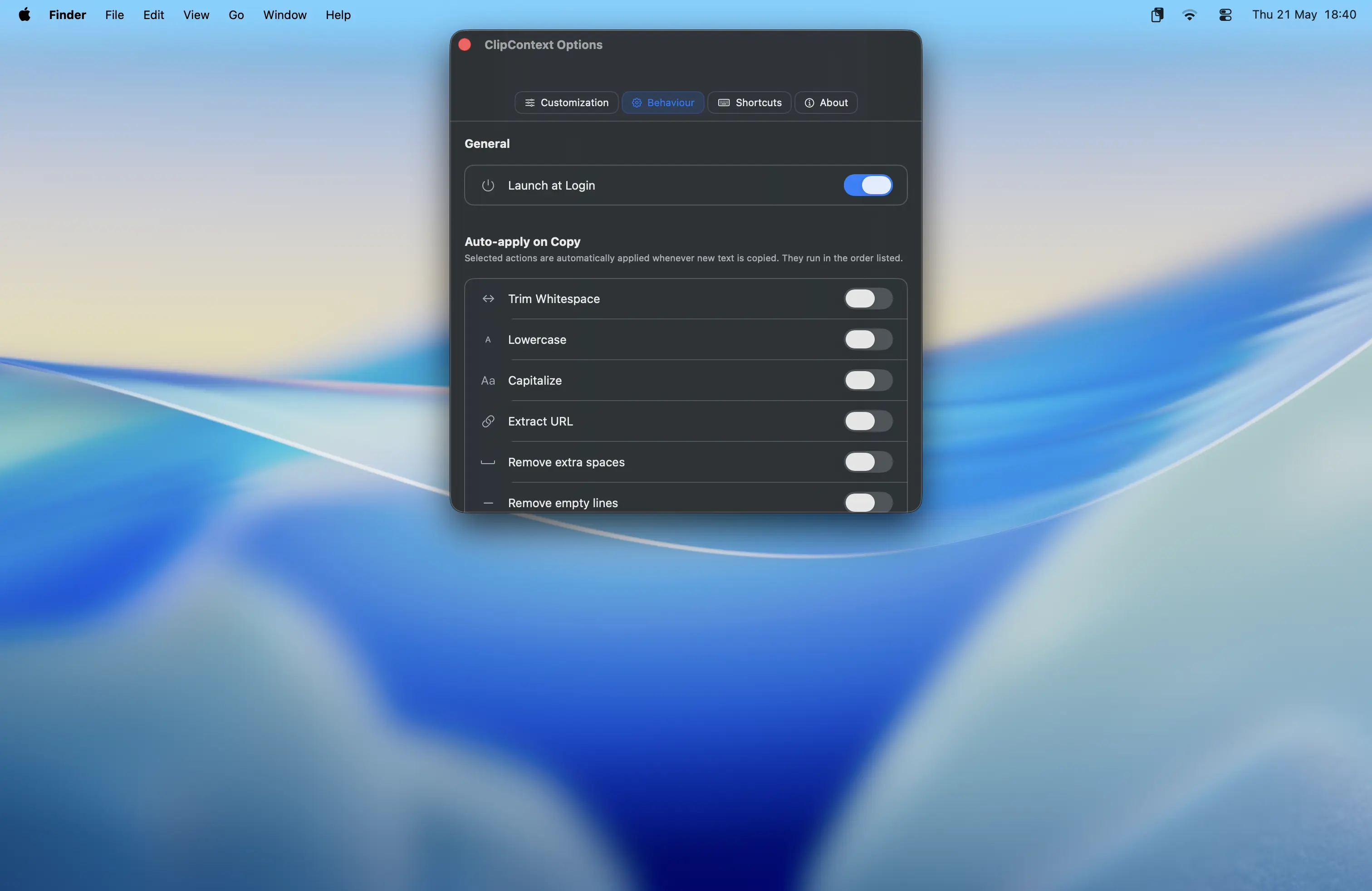 ClipContext options