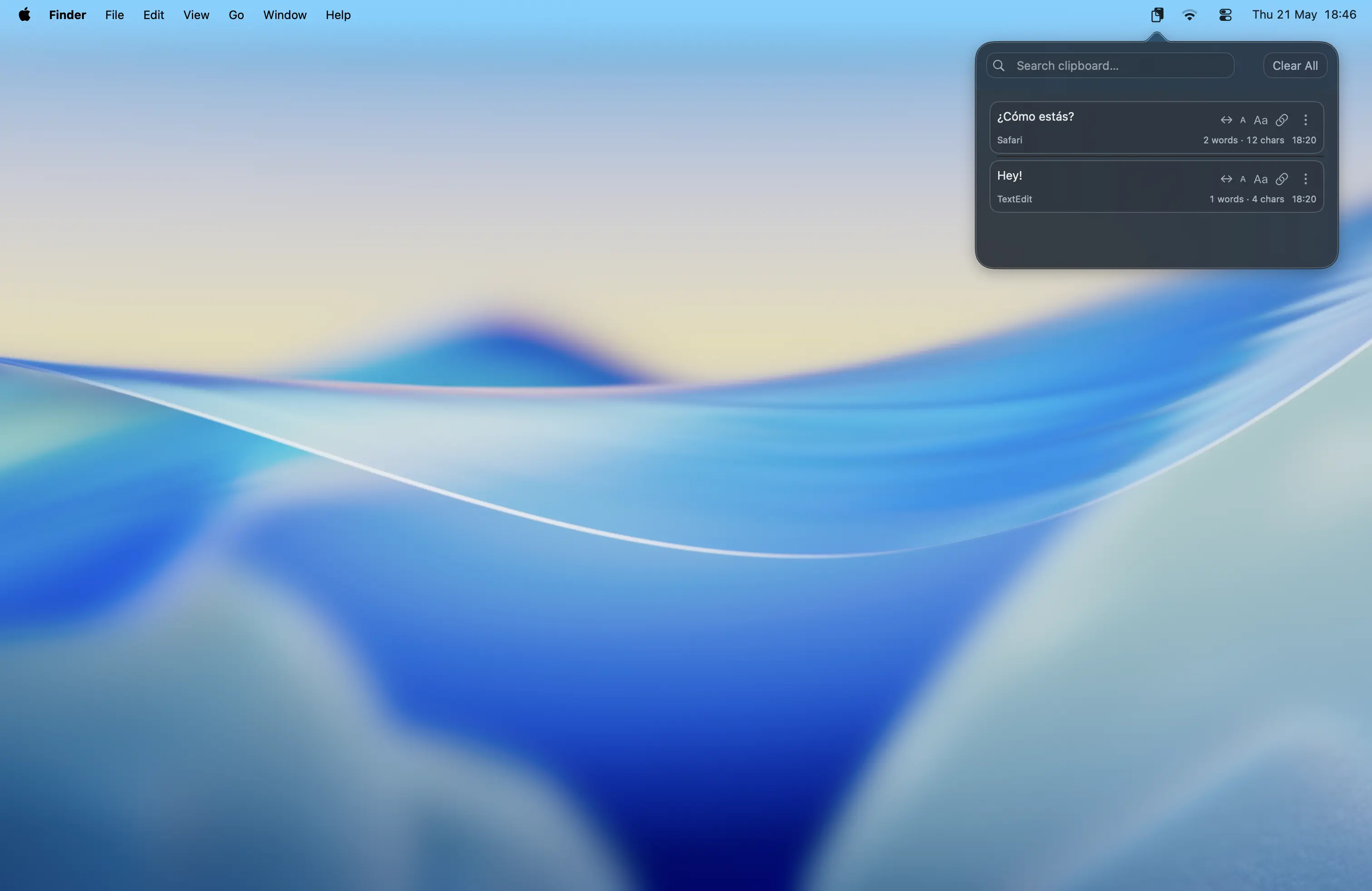 Screenshot of ClipContext app